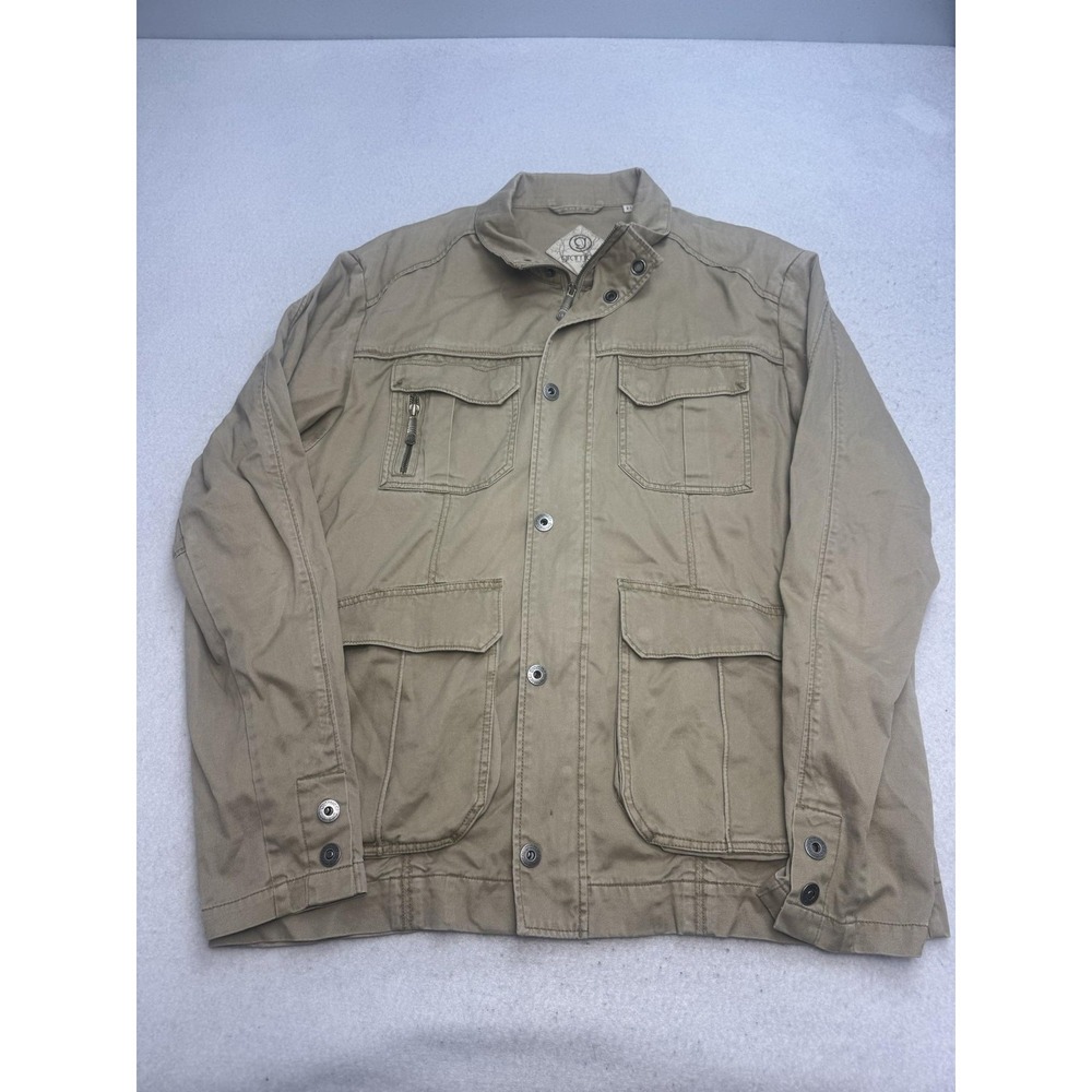 Gramicci Jacket Mens XL Beige Canvas Field Military Utility Pockets Cotton